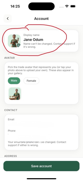 Tap your profile photo on the Account screen