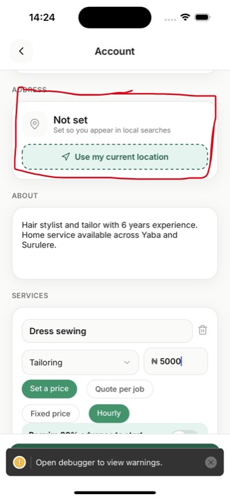 Tap Use my current location